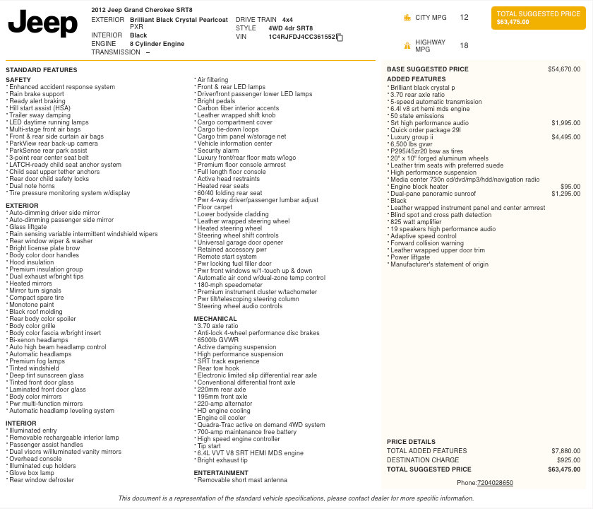 Used 2012 Jeep Grand Cherokee SRT8 w/ Luxury Group II image 2