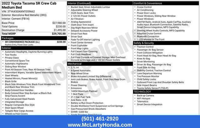 Used 2022 Toyota Tacoma SR w/ SR Convenience Package RWD image 27