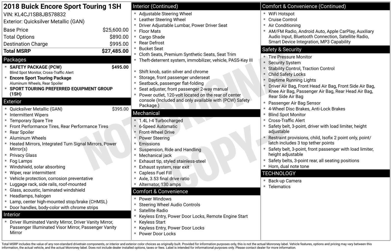 Used 2018 Buick Encore Sport Touring w/ Safety Package image 4