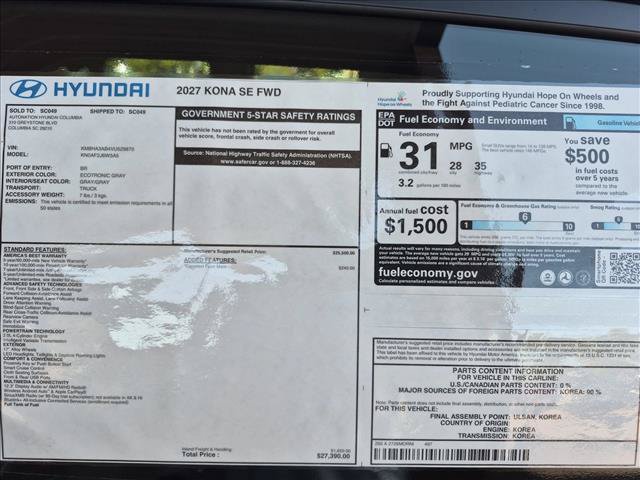 New 2027 Hyundai Kona SE FWD image 17