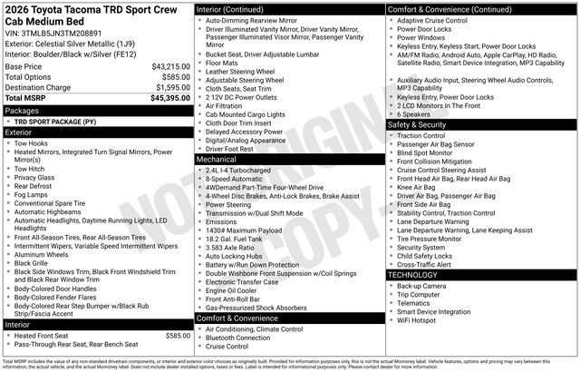 New 2026 Toyota Tacoma TRD Sport image 6