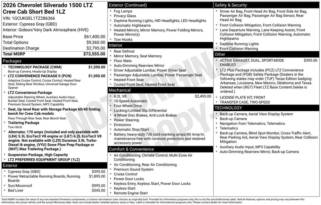 New 2026 Chevrolet Silverado 1500 LTZ w/ Technology Package AWD/4WD image 6