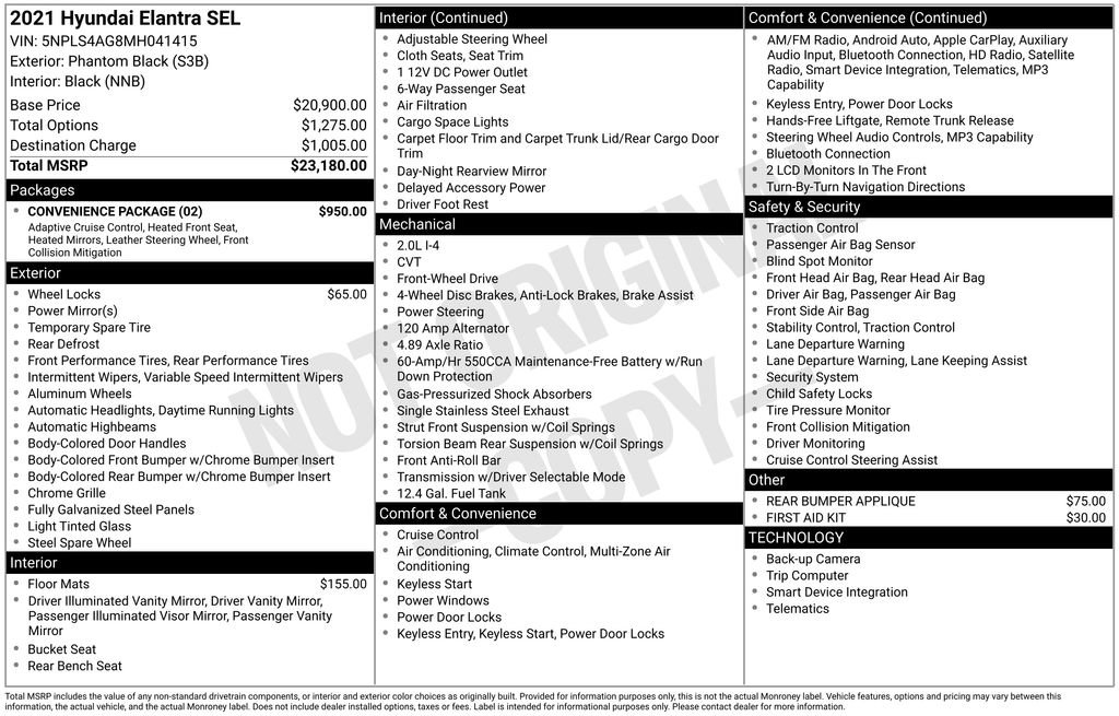 Certified 2021 Hyundai Elantra SEL w/ Convenience Package image 27