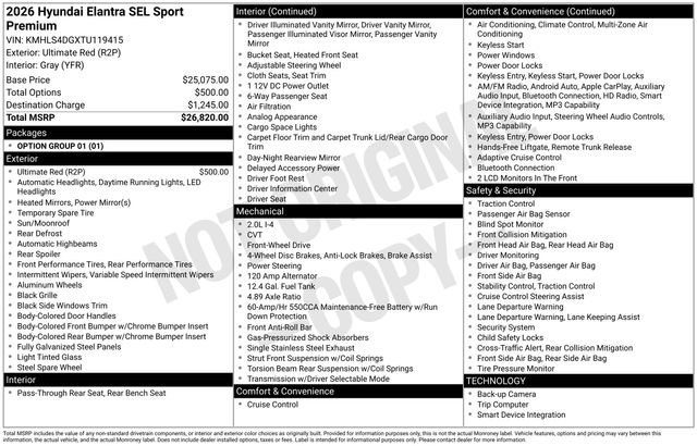 New 2026 Hyundai Elantra SEL Sport image 4
