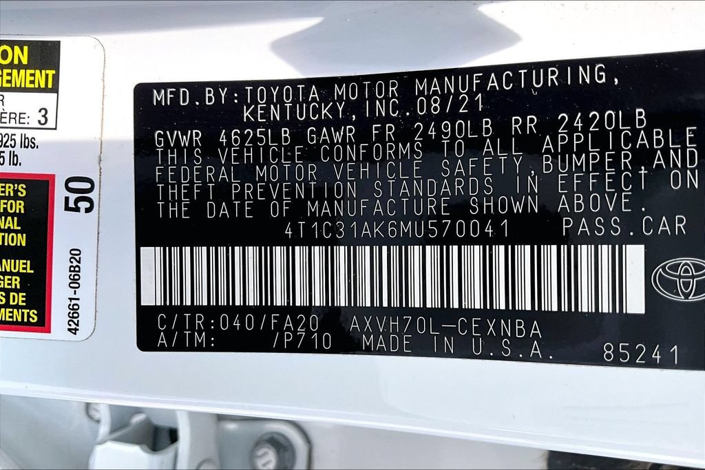 Used 2021 Toyota Camry LE w/ Protection Package (Q2) (TMS) FWD image 30