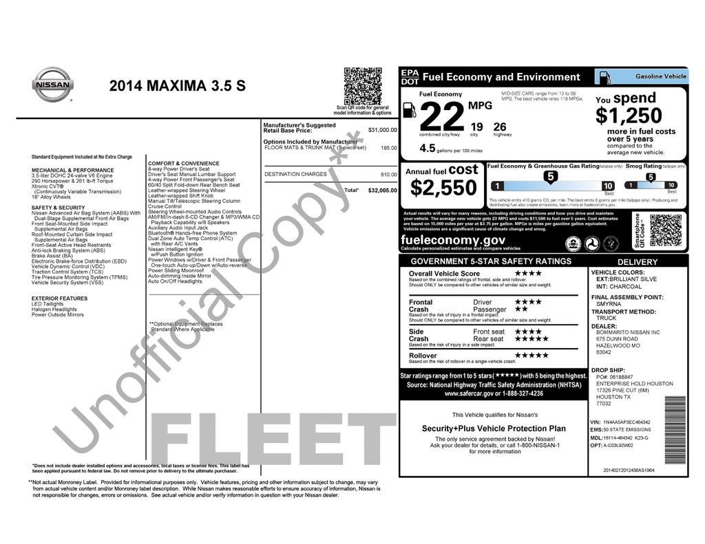 Used 2014 Nissan Maxima 3.5 S FWD image 2