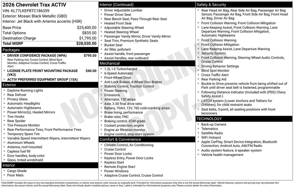 New 2026 Chevrolet Trax ACTIV w/ Driver Confidence Package FWD image 4