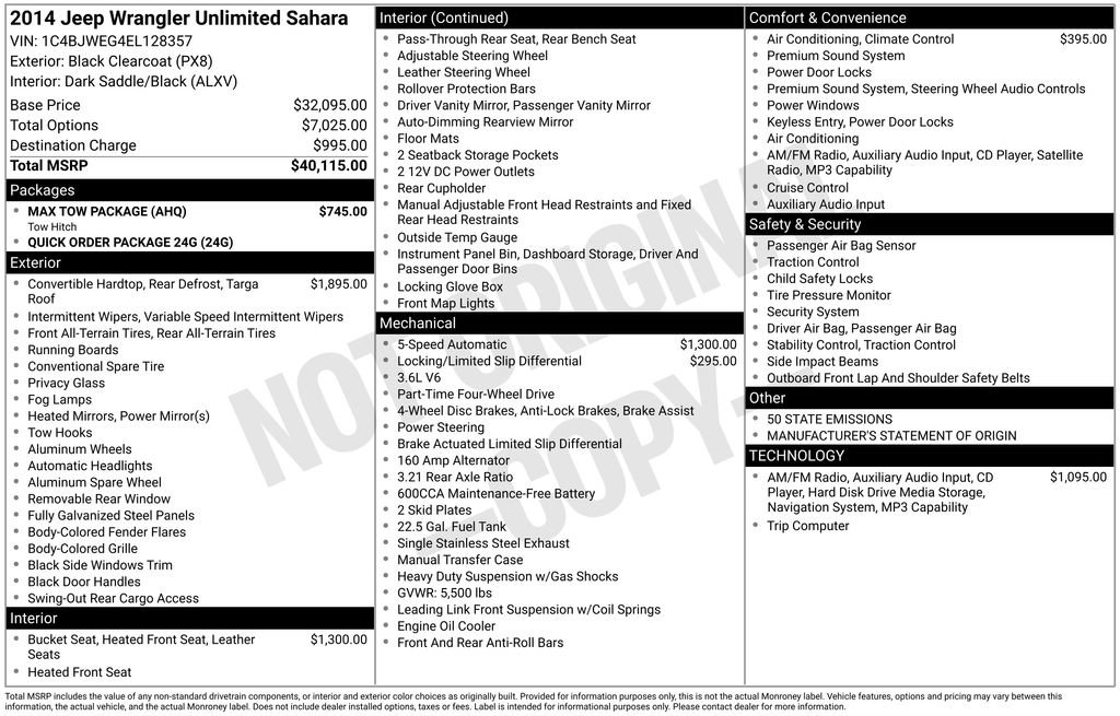 Used 2014 Jeep Wrangler Unlimited Sahara w/ Max Tow Package image 2