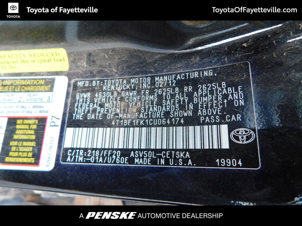 Used 2012 Toyota Camry SE FWD image 11
