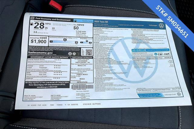 New 2025 Volkswagen Taos SE image 5