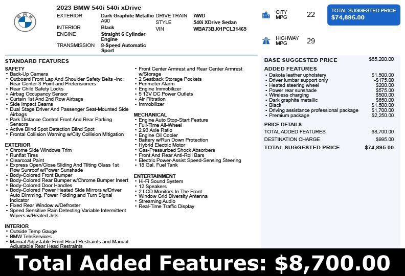 Used 2023 BMW 540i xDrive w/ Premium Package image 3