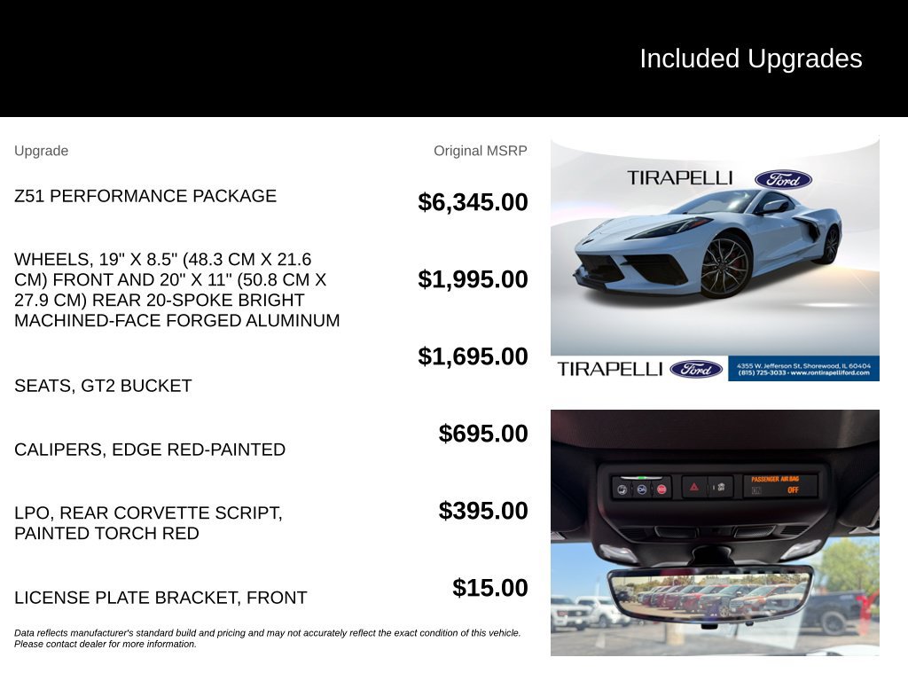 Used 2023 Chevrolet Corvette Stingray Preferred Conv w/ Z51 Performance Package RWD image 12