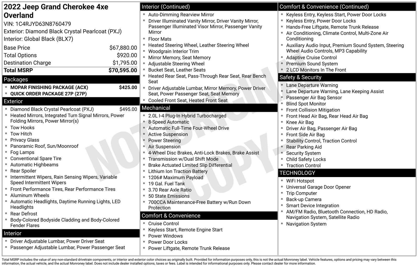 Used 2022 Jeep Grand Cherokee Overland w/ MOPAR Finishing Package image 48