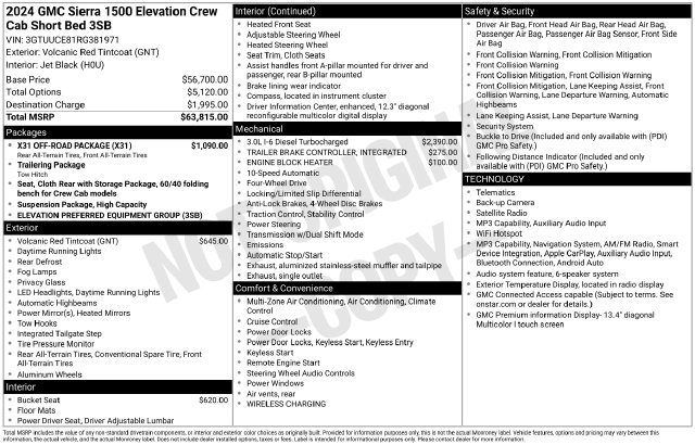 Used 2024 GMC Sierra 1500 Elevation w/ X31 Off-Road Package AWD/4WD image 44