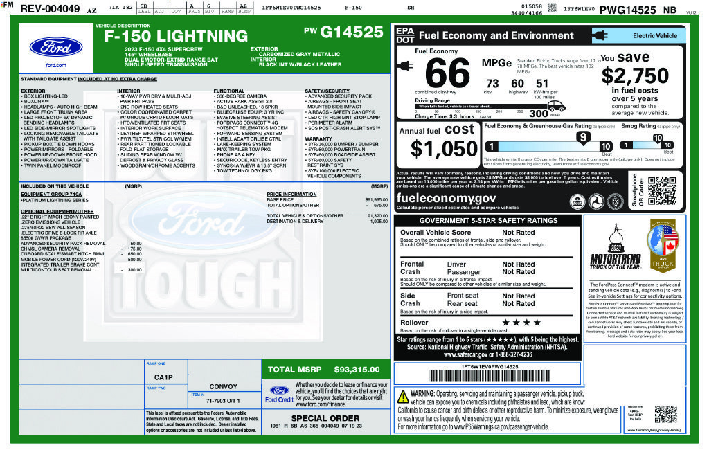 Certified 2023 Ford F150 Lightning Platinum AWD/4WD image 50