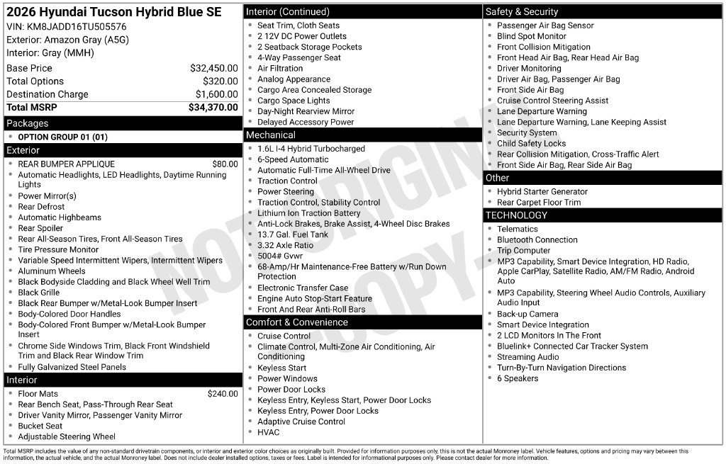 New 2026 Hyundai Tucson Blue SE AWD/4WD image 6