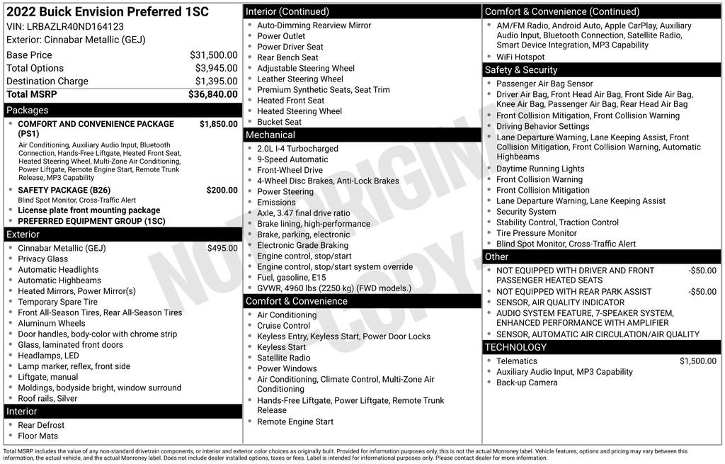 Used 2022 Buick Envision Preferred image 38