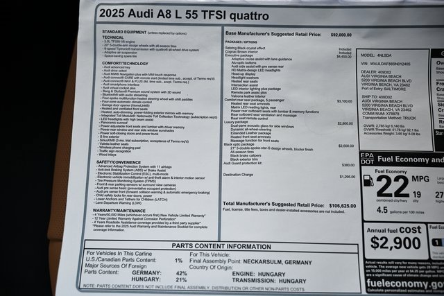 New 2025 Audi A8 L 3.0T image 41