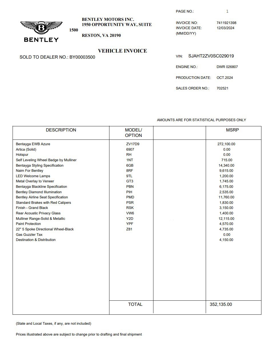 Used 2025 Bentley Bentayga Extended Wheelbase image 29