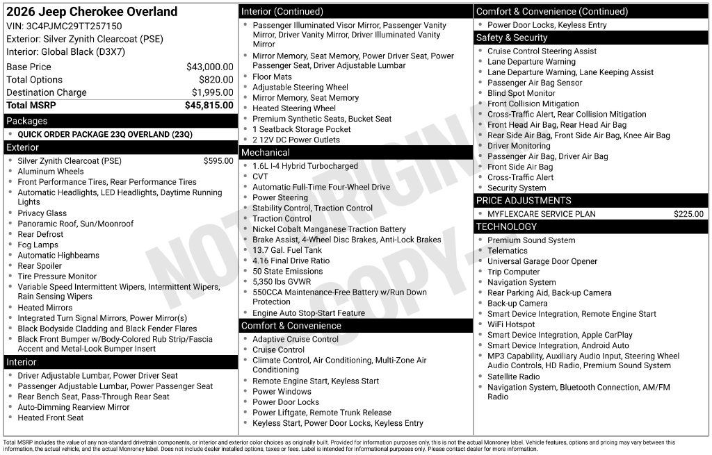New 2026 Jeep Cherokee Overland AWD/4WD image 7