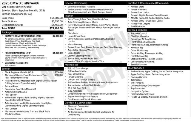 Certified 2025 BMW X5 sDrive40i w/ Climate Comfort Package RWD image 11