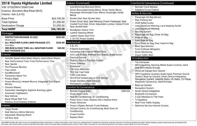 Certified 2018 Toyota Highlander Limited w/ Protection Package #3 AWD/4WD image 35