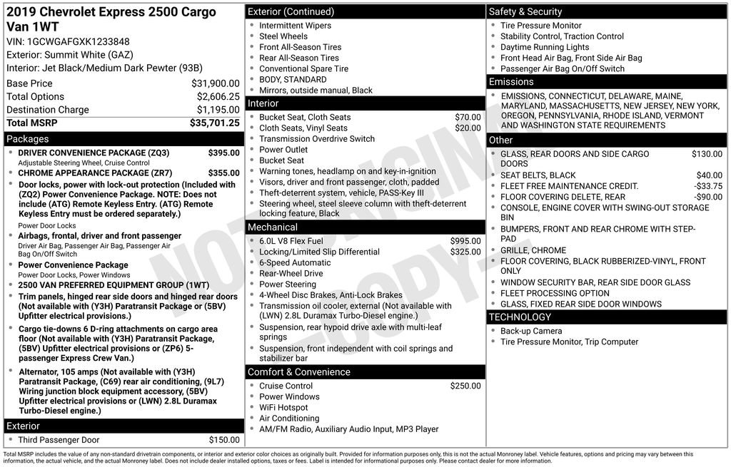 Used 2019 Chevrolet Express 2500 w/ Driver Convenience Package image 15