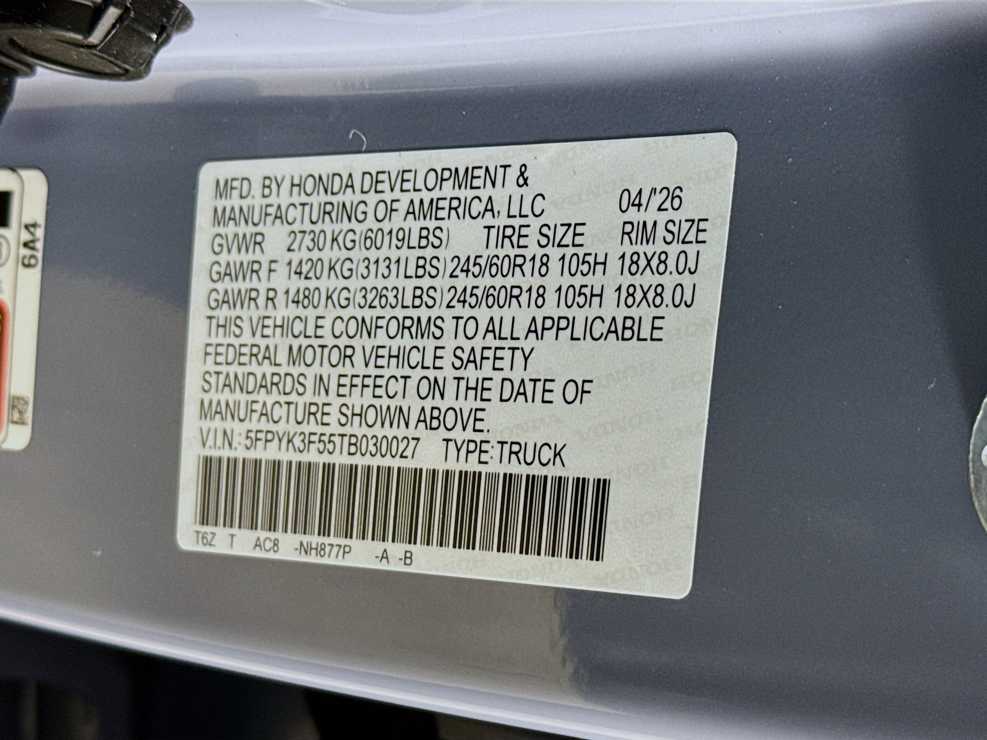 New 2026 Honda Ridgeline RTL image 38