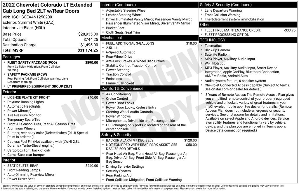 Used 2022 Chevrolet Colorado LT w/ Fleet Safety Package RWD image 32