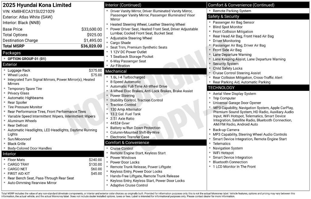 Certified 2025 Hyundai Kona Limited AWD/4WD image 30