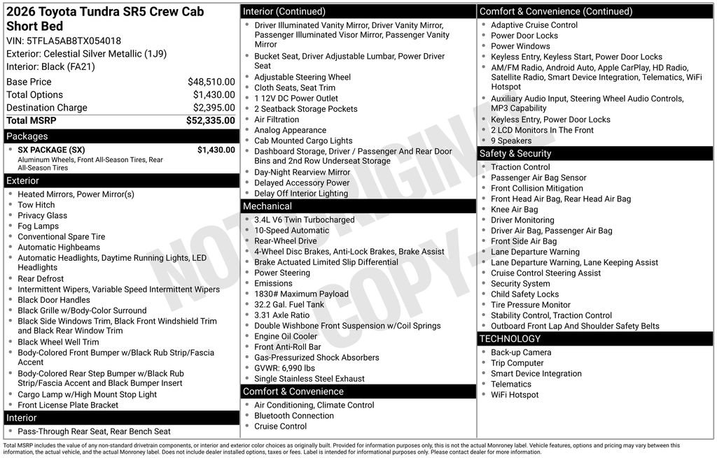 Used 2026 Toyota Tundra SR5 w/ SX Package RWD image 26