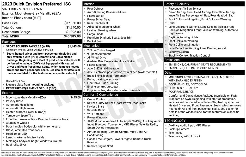 Certified 2023 Buick Envision Preferred w/ Sport Touring Package image 27
