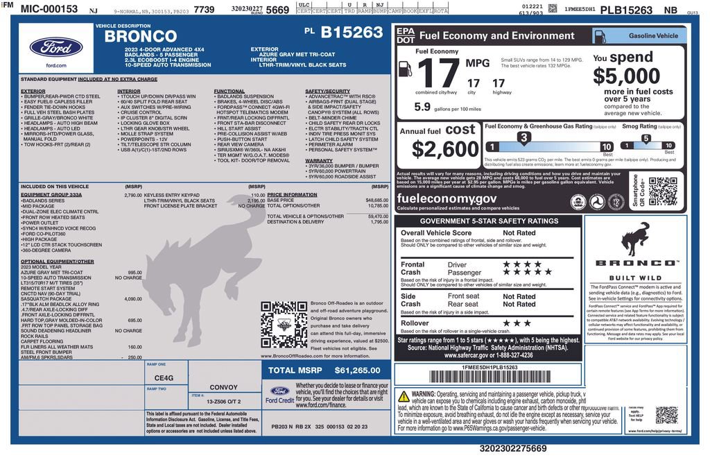 Used 2023 Ford Bronco Badlands w/ Sasquatch Package AWD/4WD image 11