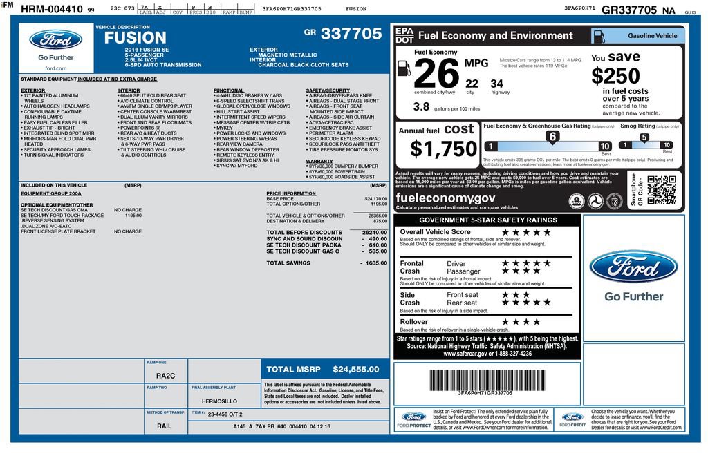 Used 2016 Ford Fusion SE FWD image 40