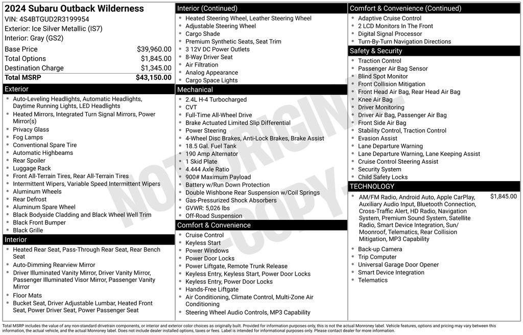 Used 2024 Subaru Outback Wilderness AWD/4WD image 26