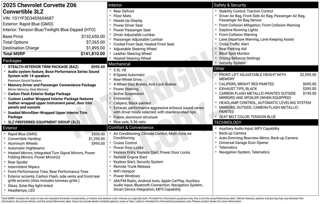 Used 2025 Chevrolet Corvette Z06 w/ Stealth Interior Trim Package image 6