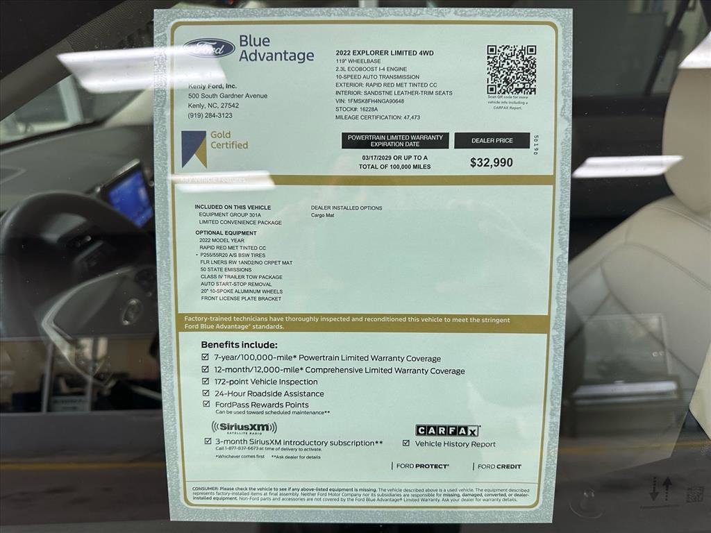 Certified 2022 Ford Explorer Limited w/ Equipment Group 301A image 5