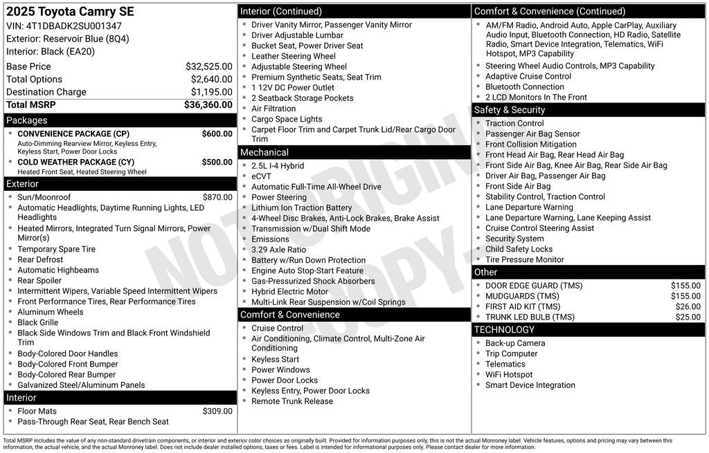 Certified 2025 Toyota Camry SE w/ Convenience Package AWD/4WD image 3