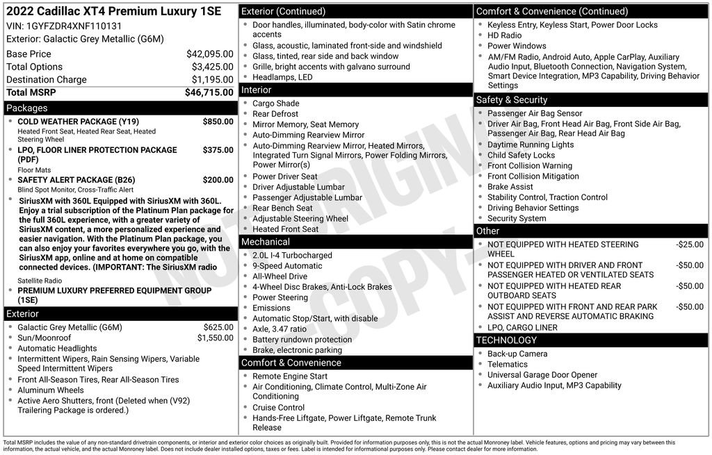 Used 2022 Cadillac XT4 Premium Luxury w/ Cold Weather Package AWD/4WD image 37