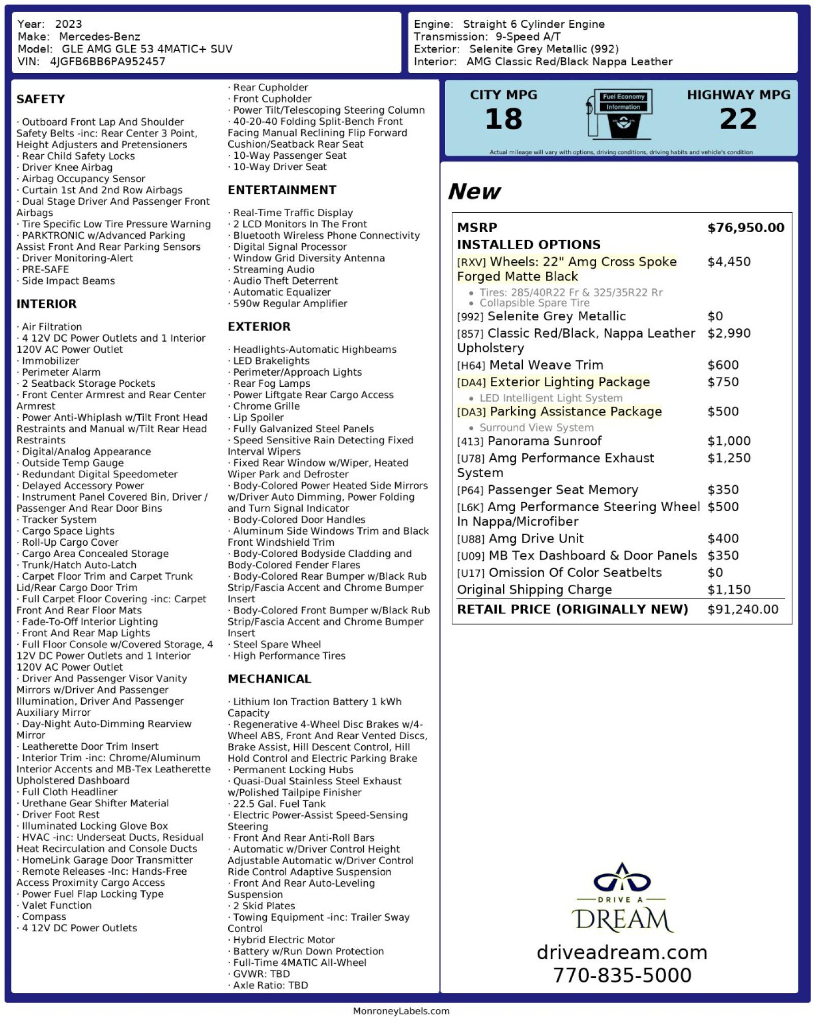 Used 2023 Mercedes-Benz GLE 53 AMG 4MATIC w/ Exterior Lighting Package image 61