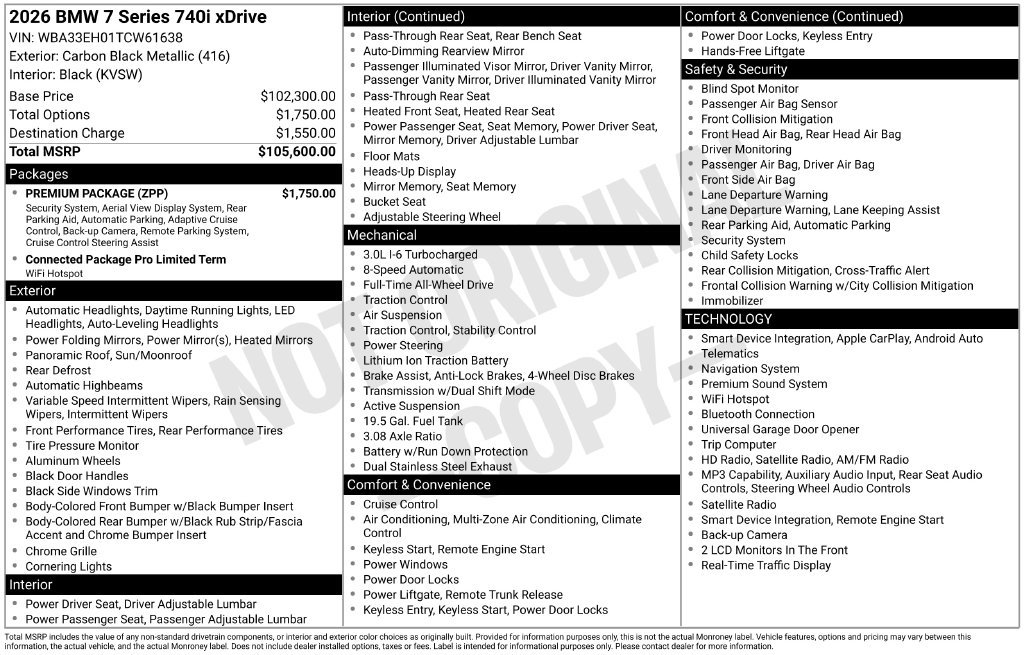 Certified 2026 BMW 740i xDrive AWD/4WD image 48