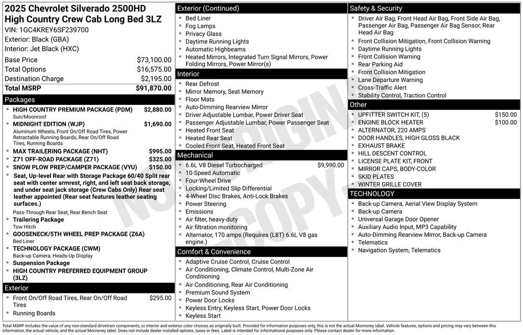 Used 2025 Chevrolet Silverado 2500 High Country w/ High Country Premium Package AWD/4WD image 13