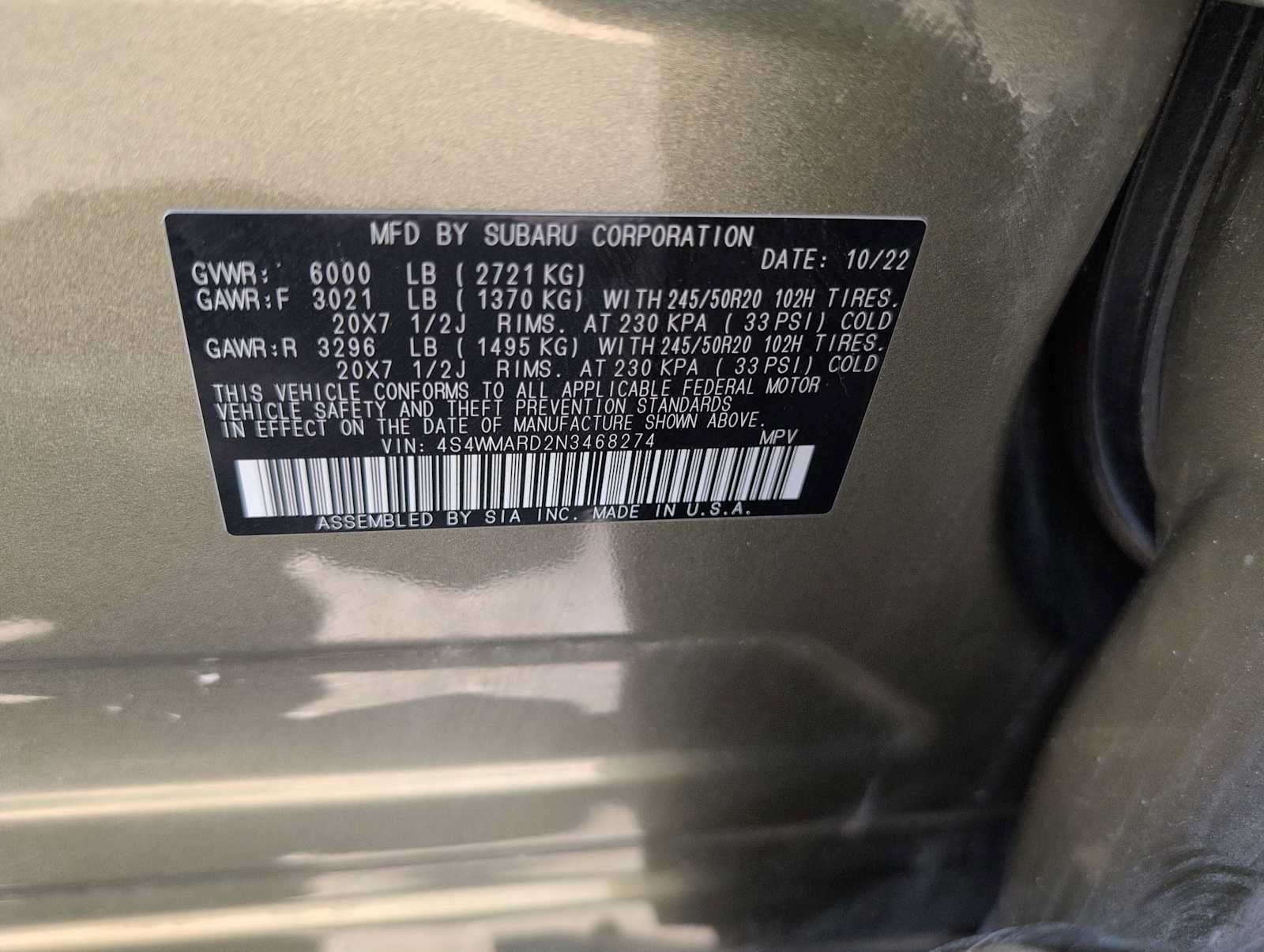 Certified 2022 Subaru Ascent Touring AWD/4WD image 34