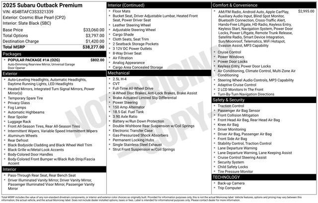 Used 2025 Subaru Outback Premium w/ Popular Package #1A AWD/4WD image 5