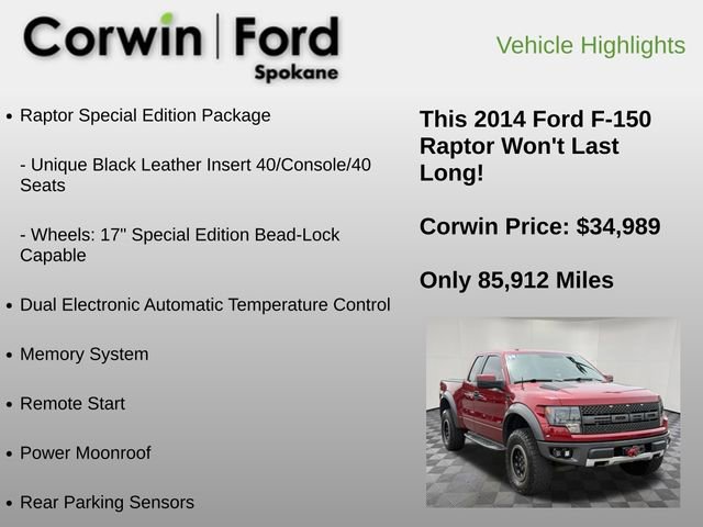 Used 2014 Ford F150 Raptor w/ Equipment Group 801A Luxury AWD/4WD image 18