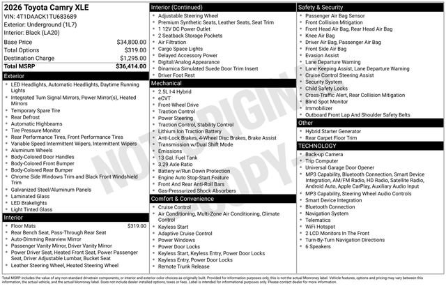 Certified 2026 Toyota Camry XLE FWD image 35