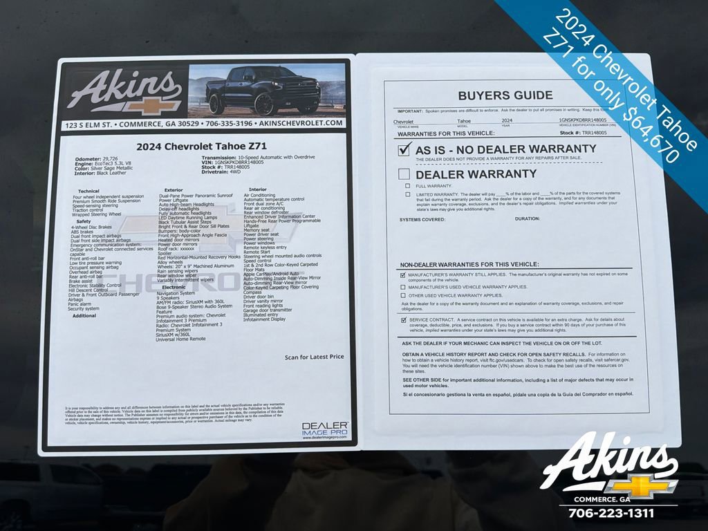 Certified 2024 Chevrolet Tahoe Z71 AWD/4WD image 10