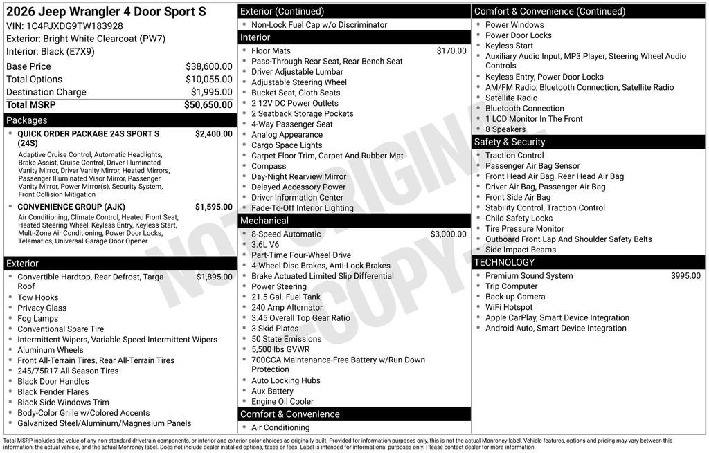 New 2026 Jeep Wrangler Sport S AWD/4WD image 29