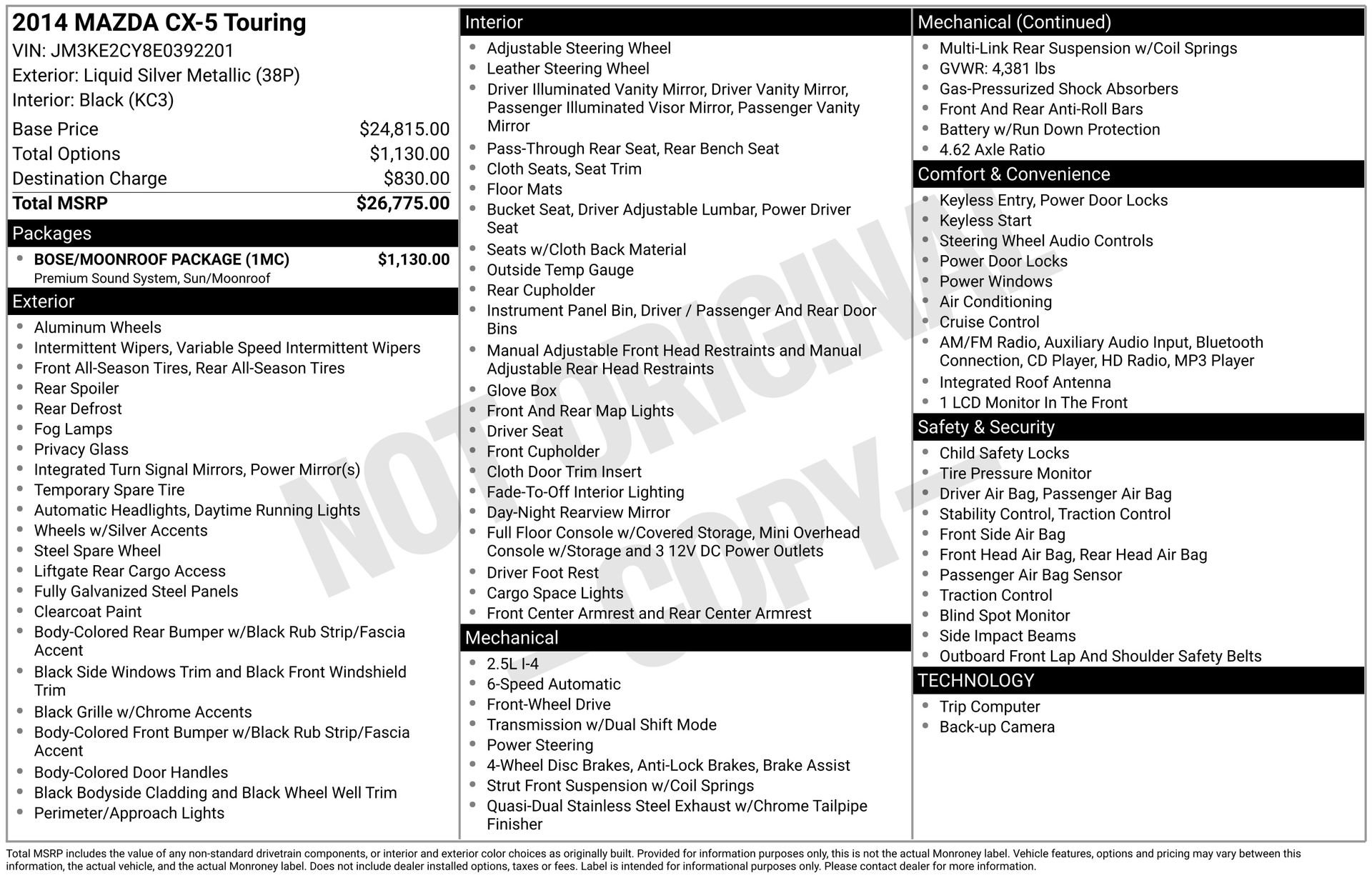 Used 2014 MAZDA CX-5 Touring w/ Bose/Moonroof Package image 4