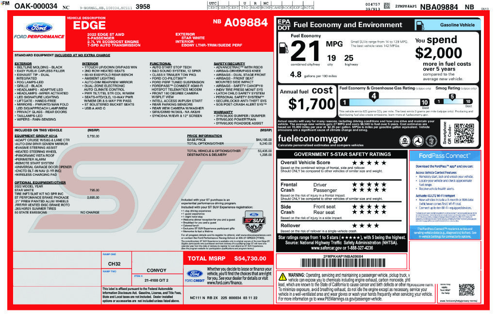Used 2022 Ford Edge ST w/ Equipment Group 401A AWD/4WD image 45